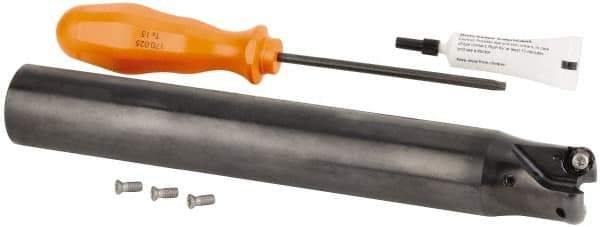 Kennametal - 1-1/4" Cutting Diam, 1-1/4" Shank Diam, 1-1/4" Max Depth of Cut, Straight Shank Indexable Copy End Mill - 2 Inserts, RN.J 1204M0.. Insert, KDR Toolholder, Through Coolant - USA Tool & Supply