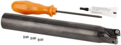 Kennametal - 32mm Cutting Diam, 32mm Shank Diam, 1.26" Max Depth of Cut, Straight Shank Indexable Copy End Mill - 2 Inserts, RN.J 1204M0.. Insert, KDR Toolholder, Through Coolant - USA Tool & Supply