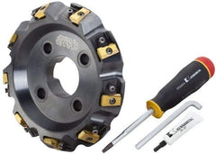 APT - Arbor Hole Connection, 0.485" Cutting Width, 1-7/8" Depth of Cut, 6" Cutter Diam, 1-1/2" Hole Diam, 12 Tooth Indexable Slotting Cutter - SM61 Toolholder, CTA 4 Insert, Neutral Cutting Direction - USA Tool & Supply