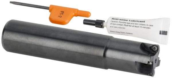 Kennametal - 1" Cut Diam, 0.04" Max Depth, 1" Shank Diam, Cylindrical Shank Indexable High-Feed Helical End Mill - Screw Holding Method, WP..0302.. Insert, KF Toolholder, Through Coolant - USA Tool & Supply