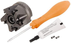 Kennametal - 5 Inserts, 1.9995" Cutter Diam, 0.059" Max Depth of Cut, Indexable High-Feed Face Mill - 3/4" Arbor Hole Diam, 1.575" High, KF2X Toolholder, WOEJ 0905.. Inserts, Series KenFeed 2X - USA Tool & Supply