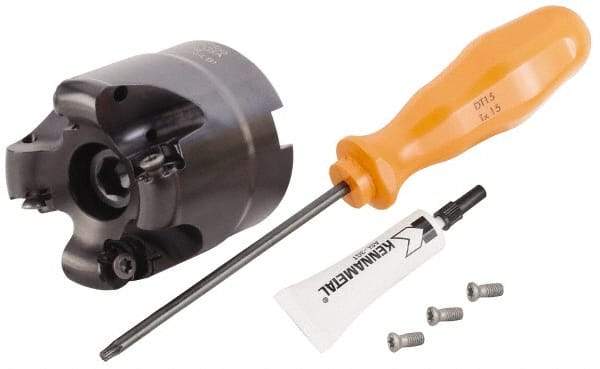 Kennametal - 50mm Cut Diam, 3mm Max Depth, 22mm Arbor Hole, 4 Inserts, RN.J 1204... Insert Style, Indexable Copy Face Mill - KDR Cutter Style, 31,330 Max RPM, 40mm High, Through Coolant, Series Rodeka - USA Tool & Supply
