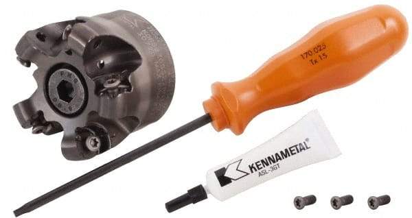 Kennametal - 63mm Cut Diam, 6mm Max Depth, 22mm Arbor Hole, 6 Inserts, RN.J 1204... Insert Style, Indexable Copy Face Mill - KDR Cutter Style, 40mm High, Through Coolant, Series Rodeka - USA Tool & Supply