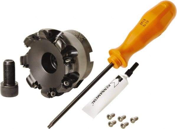 Kennametal - 80mm Cut Diam, 3mm Max Depth, 27mm Arbor Hole, 8 Inserts, RN.J 1204... Insert Style, Indexable Copy Face Mill - KDR Cutter Style, 24,760 Max RPM, 50mm High, Through Coolant, Series Rodeka - USA Tool & Supply