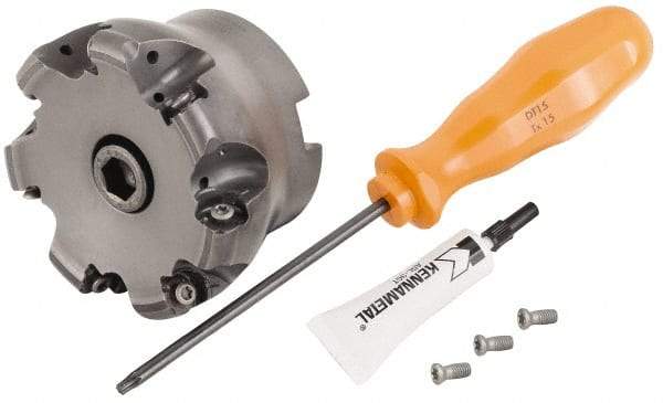 Kennametal - 80mm Cut Diam, 6mm Max Depth, 27mm Arbor Hole, 7 Inserts, RN.J 1204... Insert Style, Indexable Copy Face Mill - KDR Cutter Style, 50mm High, Through Coolant, Series Rodeka - USA Tool & Supply