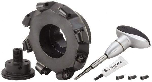 Kennametal - 160mm Cut Diam, 10mm Max Depth, 40mm Arbor Hole, 8 Inserts, RCGX 2006... Insert Style, Indexable Copy Face Mill - KSRM Cutter Style, 12,100 Max RPM, 63mm High, Through Coolant, Series Beyond Blast KSRM - USA Tool & Supply