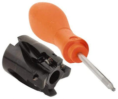 Kennametal - 4 Inserts, 1-1/4" Cut Diam, 1/2" Arbor Diam, 14.48mm Max Depth of Cut, Indexable Square-Shoulder Face Mill - 0/90° Lead Angle, 40mm High, E.. 14.. Insert Compatibility, Through Coolant, Series Mill 1-14 - USA Tool & Supply