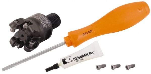 Kennametal - 1-1/2" Cutting Diam, 1-1/2" Max Depth of Cut, Modular Connection Indexable Copy End Mill - 3 Inserts, RP.T 43.. Insert, KSRM Toolholder, Through Coolant - USA Tool & Supply