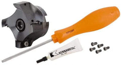 Kennametal - 4 Inserts, 2-1/2" Cut Diam, 3/4" Arbor Diam, 17.7mm Max Depth of Cut, Indexable Square-Shoulder Face Mill - 0/90° Lead Angle, 40mm High, E.. 18.. Insert Compatibility, Through Coolant, Series Mill 1-18 - USA Tool & Supply
