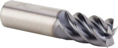 Kennametal - 3/8", 7/8" LOC, 3/8" Shank Diam, 2-1/2" OAL, 5 Flute, Solid Carbide Square End Mill - Single End, AlTiN Finish, Spiral Flute, 47° Helix, Centercutting, Right Hand Cut, Right Hand Flute, Series HPFSS - USA Tool & Supply