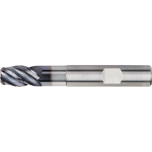 Kennametal - 8mm, 4 Flute, Single End, Solid Carbide, 1mm Corner Radius End Mill - 68mm OAL, 38° Helix, Right Hand Flute, 12mm LOC, Right Hand Cut, 24mm Extended Reach - USA Tool & Supply