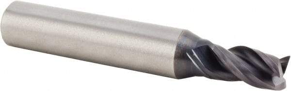 Kennametal - 5/16", 27/64" LOC, 5/16" Shank Diam, 1-3/4" OAL, 3 Flute, Solid Carbide Square End Mill - Single End, AlTiN Finish, Spiral Flute, 38° Helix, Centercutting, Right Hand Cut, Right Hand Flute, Series UEDE - USA Tool & Supply