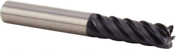 Kennametal - 12mm, 5 Flute, Single End, Solid Carbide, 2mm Corner Radius End Mill - 100mm OAL, 43° Helix, Right Hand Flute, 36mm LOC, Right Hand Cut - USA Tool & Supply