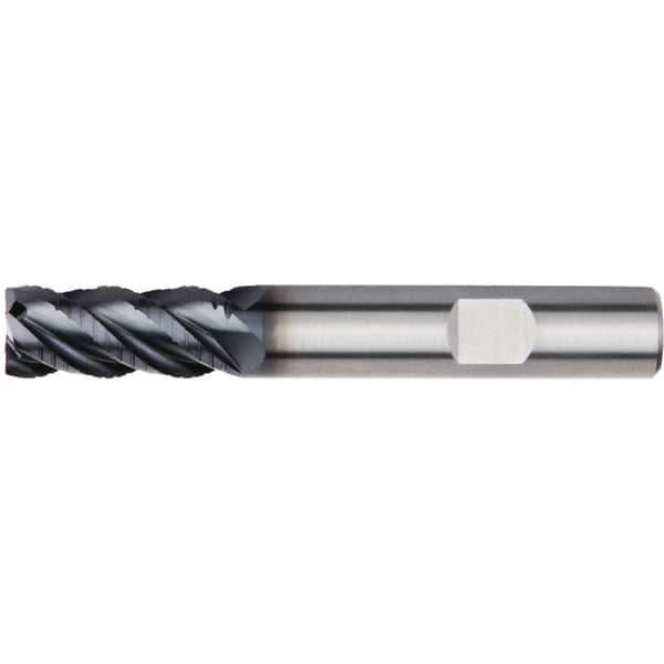 Kennametal - 12mm Diam, 26mm LOC, 4 Flute Solid Carbide 45° Corner Chamfer Roughing End Mill - 83mm OAL, 12mm Shank Diam, Single End, Centercutting, 45° Helix - USA Tool & Supply