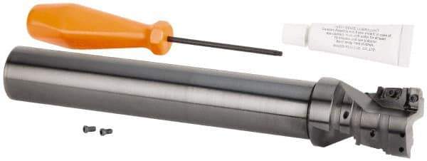 Kennametal - 40mm Cut Diam, 42mm Max Depth of Cut, 32mm Shank Diam, 240mm OAL, Indexable Square Shoulder Helical End Mill - GOMT 13T3.., JOMT 13T3.. Inserts, Cylindrical Shank, 0° Lead Angle, Series KDMR - USA Tool & Supply
