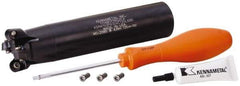 Kennametal - 1-1/2" Cutting Diam, 1-1/4" Shank Diam, 1-1/2" Max Depth of Cut, Straight Shank Indexable Copy End Mill - 4 Inserts, RP.T 43.. Insert, KSRM Toolholder, Through Coolant - USA Tool & Supply