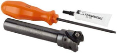 Kennametal - 45° Lead Angle, 33.58mm Max Cut Diam, 1" Min Cut Diam, 3.23mm Max Depth of Cut, Indexable Chamfer and Angle End Mill - 2 Inserts, HNGJ 0604ANENLD Insert Style, 121.92mm Overall Length, Through Coolant, Straight Shank - USA Tool & Supply