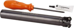 Kennametal - 45° Lead Angle, 33.58mm Max Cut Diam, 1" Min Cut Diam, 3.23mm Max Depth of Cut, Indexable Chamfer and Angle End Mill - 3 Inserts, HNGJ 0604ANENLD Insert Style, 203.2mm Overall Length, Through Coolant, Straight Shank - USA Tool & Supply