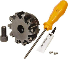 Kennametal - 3" Cut Diam, 1" Arbor Hole, 3.23mm Max Depth of Cut, 45° Indexable Chamfer & Angle Face Mill - 10 Inserts, HNGJ 0604... Insert, Right Hand Cut, 10 Flutes, Through Coolant, Series Dodeka Mini - USA Tool & Supply