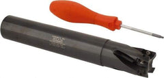 Kennametal - 1-1/4" Cut Diam, 14.48mm Max Depth of Cut, 1-1/4" Shank Diam, 8" OAL, Indexable Square Shoulder Helical End Mill - EC14.., EP14.. Inserts, Cylindrical Shank, 0° Lead Angle, Through Coolant, Series Mill 1-14 - USA Tool & Supply