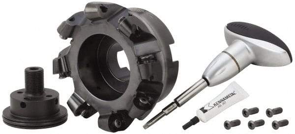 Kennametal - 127mm Cut Diam, 9.53mm Max Depth, 1-1/2" Arbor Hole, 8 Inserts, RCGX 64.. Insert Style, Indexable Copy Face Mill - KSRM Cutter Style, 10,900 Max RPM, 2-1/2 High, Through Coolant, Series Beyond Blast KSRM - USA Tool & Supply