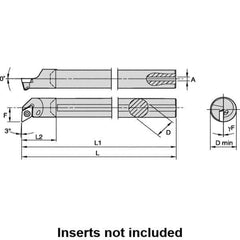 Kennametal - 16mm Min Bore Diam, 181.17mm OAL, 12mm Shank Diam, L-SDUP Indexable Boring Bar - 22.35mm Max Bore Depth, DP.. 070204 Insert, Screw Holding Method - USA Tool & Supply