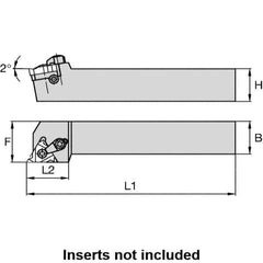 Kennametal - External Thread, Right Hand Cut, 32mm Shank Width x 32mm Shank Height Indexable Threading Toolholder - 170mm OAL, LT 22ER Insert Compatibility, LSS Toolholder, Series LT Threading - USA Tool & Supply