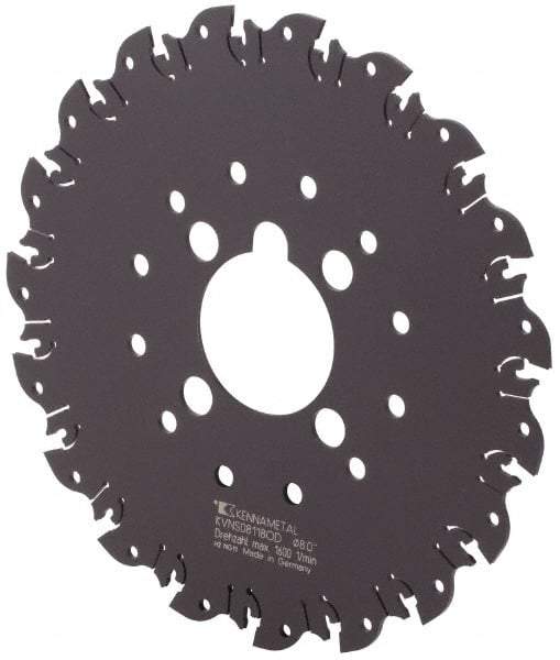 Kennametal - Arbor Hole Connection, 1/8" Cutting Width, 2-1/4" Depth of Cut, 8" Cutter Diam, 2" Hole Diam, 19 Tooth Indexable Slotting Cutter - KVNS Toolholder, OD 3118.. Insert - USA Tool & Supply