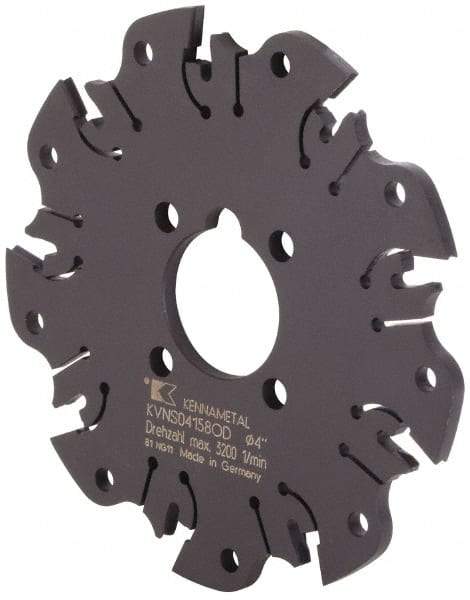 Kennametal - Arbor Hole Connection, 0.164" Cutting Width, 1-1/16" Depth of Cut, 4" Cutter Diam, 1" Hole Diam, 9 Tooth Indexable Slotting Cutter - KVNS Toolholder, OD 4158.. Insert - USA Tool & Supply