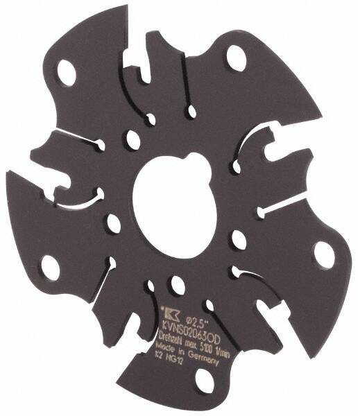 Kennametal - Arbor Hole Connection, 1/16" Cutting Width, 5/8" Depth of Cut, 2-1/2" Cutter Diam, 5/8" Hole Diam, 5 Tooth Indexable Slotting Cutter - KVNS Toolholder, OD 1063.. Insert - USA Tool & Supply