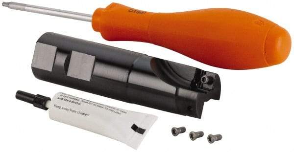 Kennametal - 25mm Cut Diam, 6.57mm Max Depth of Cut, 25mm Shank Diam, 96mm OAL, Indexable Square Shoulder End Mill - SP.T 10T3.. Inserts, Weldon Shank, 90° Lead Angle, Through Coolant, Series KSSM 90 - USA Tool & Supply