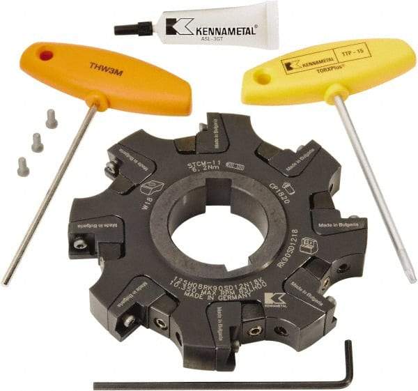 Kennametal - Arbor Hole Connection, 0.461" Cutting Width, 1.3386" Depth of Cut, 125mm Cutter Diam, 1.5748" Hole Diam, 8 Tooth Indexable Slotting Cutter - KSSM Toolholder, SD.T 1204.. Insert, Right Hand Cutting Direction - USA Tool & Supply