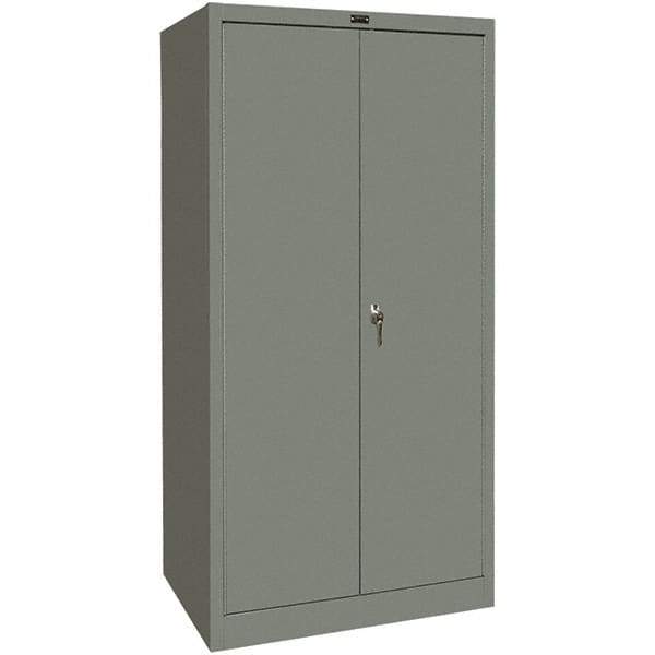 Hallowell - 4 Shelf Locking Storage Cabinet - Steel, 48" Wide x 18" Deep x 72" High, Gray - USA Tool & Supply