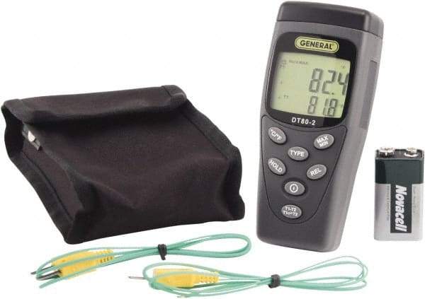 General - -328 to 2,498°F Temperature Recorder - LCD Display, K, J Thermocouple Sensor - USA Tool & Supply