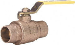 Milwaukee Valve - 3/8" Pipe, Full Port, Bronze Full Port Ball Valve - 2 Piece, Solder Ends, Lever Handle, 600 WOG, 150 WSP - USA Tool & Supply
