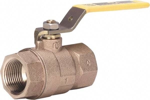 Milwaukee Valve - 3/4" Pipe, Full Port, Bronze Full Port Ball Valve - 2 Piece, Threaded (NPT) Ends, Lever Handle, 600 WOG, 150 WSP - USA Tool & Supply