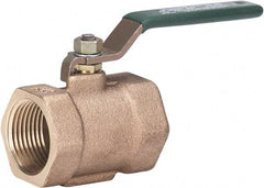 Milwaukee Valve - 1-1/2" Pipe, Full Port, Bronze Full Port Ball Valve - Bi-Directional, Threaded (NPT) Ends, Lever Handle, 175 WOG - USA Tool & Supply