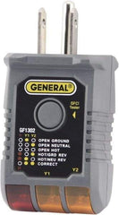 General - 120 VAC Max Voltage, Receptacle Tester with GFCI - USA Tool & Supply