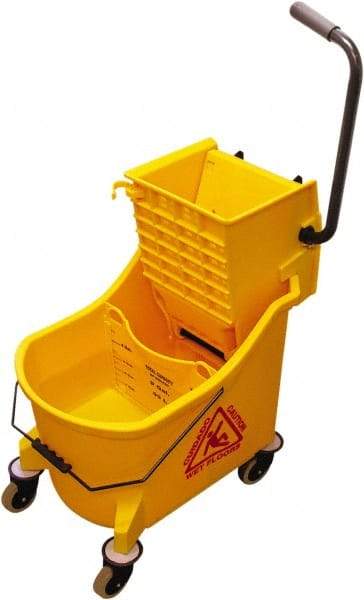 O-Cedar - 36 Qt Plastic Bucket & Wringer - 38" Long x 23" High x 14" Wide, Yellow - USA Tool & Supply