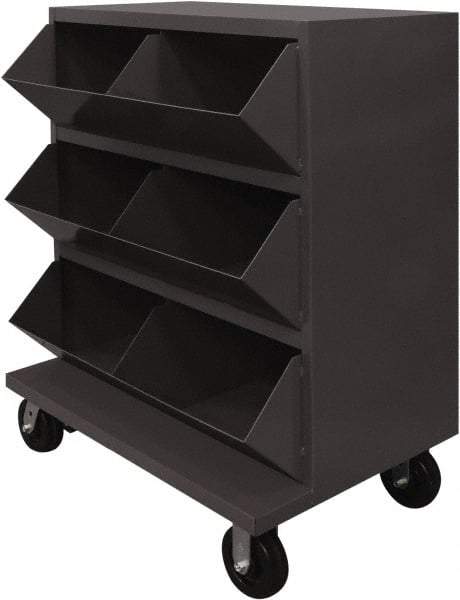 Durham - 2,400 Lb Capacity, 24" Wide x 36" Long x 49-1/4" High Storage Bin Cart - 6 Slot, Steel, 2 Rigid/2 Swivel Casters - USA Tool & Supply
