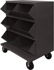 Durham - 2,400 Lb Capacity, 24" Wide x 36" Long x 49-1/4" High Storage Bin Cart - 6 Slot, Steel, 2 Rigid/2 Swivel Casters - USA Tool & Supply