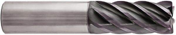 Niagara Cutter - 5/8", 1-5/8" LOC, 5/8" Shank Diam, 3-1/2" OAL, 6 Flute, Solid Carbide Square End Mill - Single End, AlTiN Finish, Spiral Flute, 38° Helix, Centercutting, Right Hand Cut, Right Hand Flute, Series S638 - USA Tool & Supply