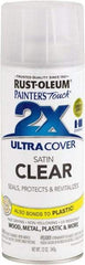 Rust-Oleum - Clear, Satin, Enamel Spray Paint - 8 Sq Ft per Can, 12 oz Container, Use on Multipurpose - USA Tool & Supply