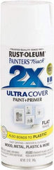 Rust-Oleum - White, Flat, Enamel Spray Paint - 8 Sq Ft per Can, 12 oz Container, Use on Multipurpose - USA Tool & Supply