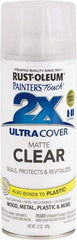Rust-Oleum - Clear, Flat, Enamel Spray Paint - 8 Sq Ft per Can, 12 oz Container, Use on Multipurpose - USA Tool & Supply