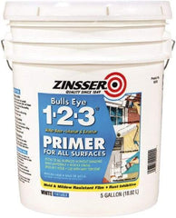 Rust-Oleum - 5 Gal White Water-Based Acrylic Enamel Primer - 450 Sq Ft Coverage, 86 gL Content, Quick Drying, Interior/Exterior - USA Tool & Supply