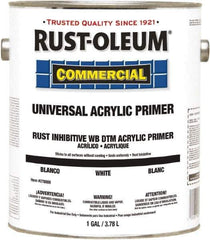 Rust-Oleum - 1 Gal White Water-Based Acrylic Enamel Primer - 350 to 450 Sq Ft Coverage, <100 gL Content, Quick Drying, Interior/Exterior - USA Tool & Supply