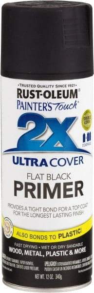Rust-Oleum - 12 oz Black Aerosol Primer - 10 to 12 Sq Ft Coverage, Interior/Exterior - USA Tool & Supply