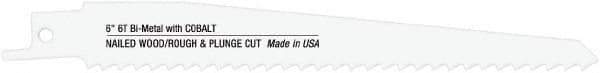 Disston - 12" Long x 3/4" Thick, Bi-Metal Reciprocating Saw Blade - Straight Profile, 6 TPI, Toothed Edge, Universal Shank - USA Tool & Supply