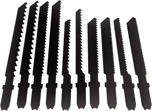 Disston - 7 Piece, 3" to 3-1/2" Long, 6 to 24 Teeth per Inch, Bi-Metal Jig Saw Blade Set - Toothed Edge, U-Shank - USA Tool & Supply